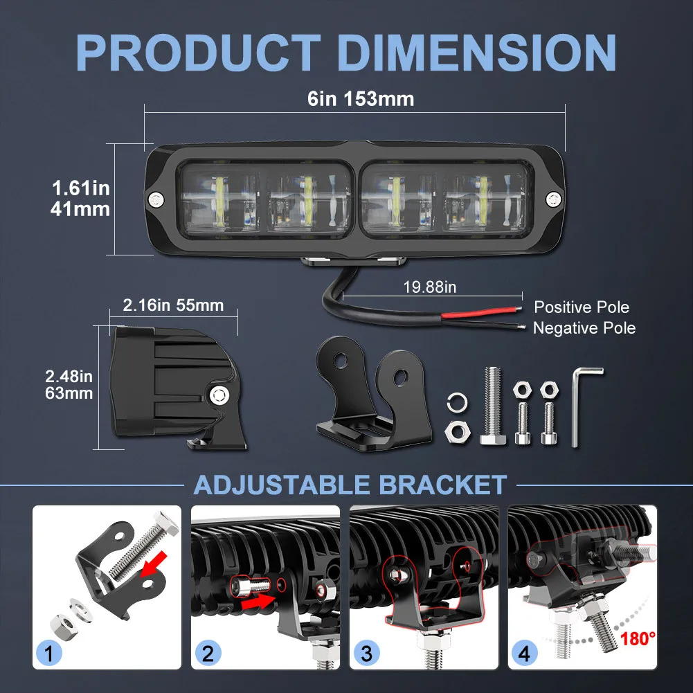 Schlanke 6 "LED-Licht leiste 7d 30w LED-Leiste Offroad 4x4 Arbeits licht Fahr nebels chein werfer weiß 6000k für PKW LKW Geländewagen Sattelzug – Detail 7