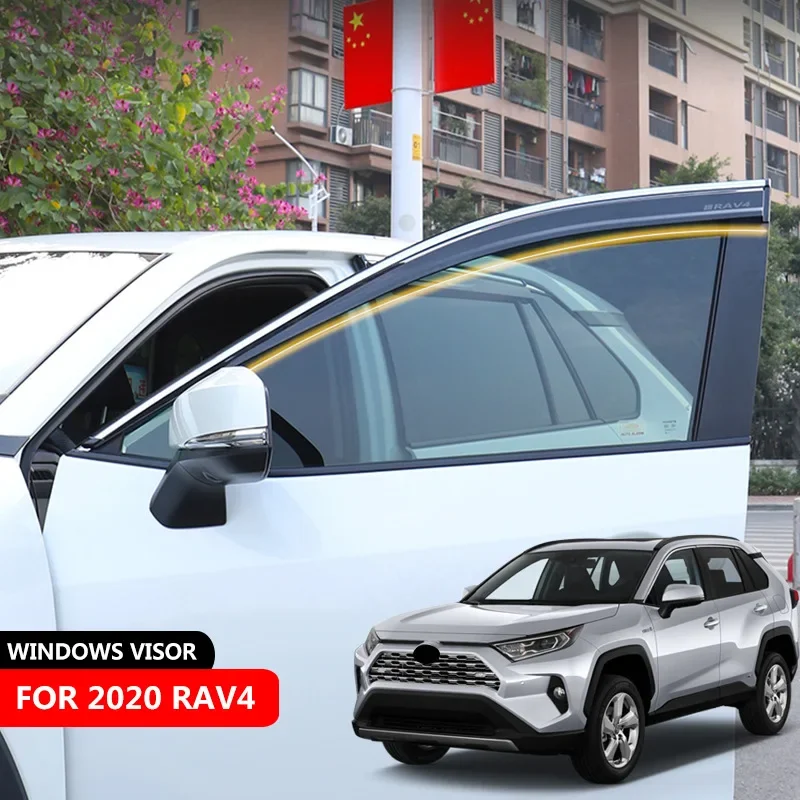 For Toyota RAV4 RAV 4 2020 Chrome Window Trim Accessories Window Roof Sun Rain Shade Vent Visor Spoiler Wing Shades Ventvisor