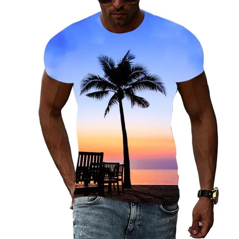 

Tropical Coconut Tree Summer Harajuku Design Fashion Men T shirt Hot Summer 3D All Over Printed Tee Tops shirts Unisex T shirt