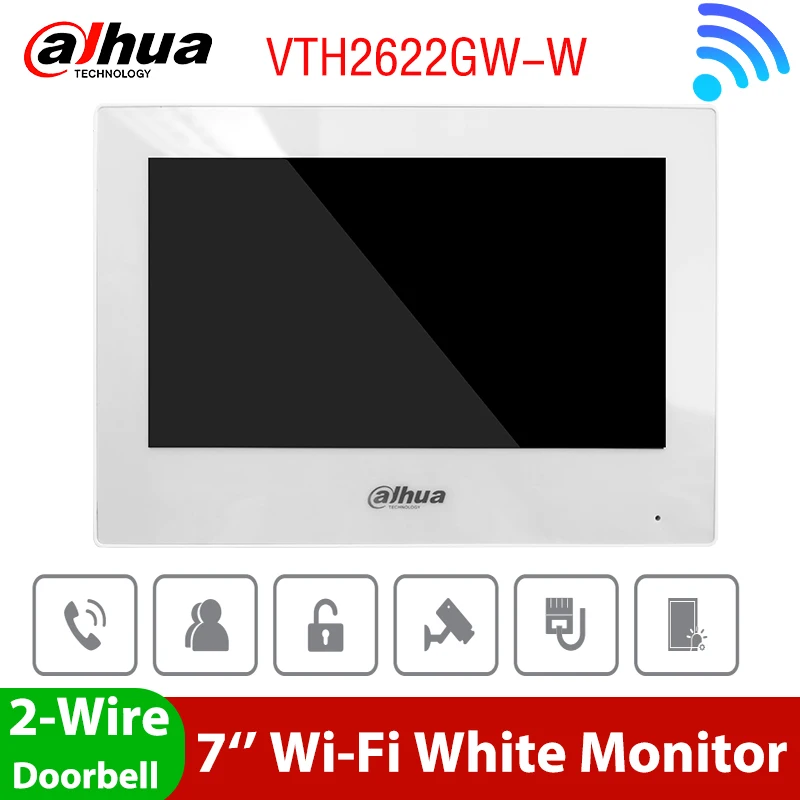 

Dahua Multi-language VTH2622GW-W 2-Wire H.265 Wi-Fi PoE 7 inch TFT Touch IP Indoor Monitor Wireless Doorbell Video Intercom