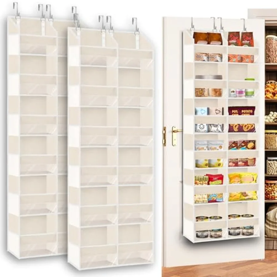 

2 Pack Over The Door Organizer 6 Tiers, Extra Large Behind Door Storage of 12 Compartments, 80 lbs Weight Capacity Hanging Stor