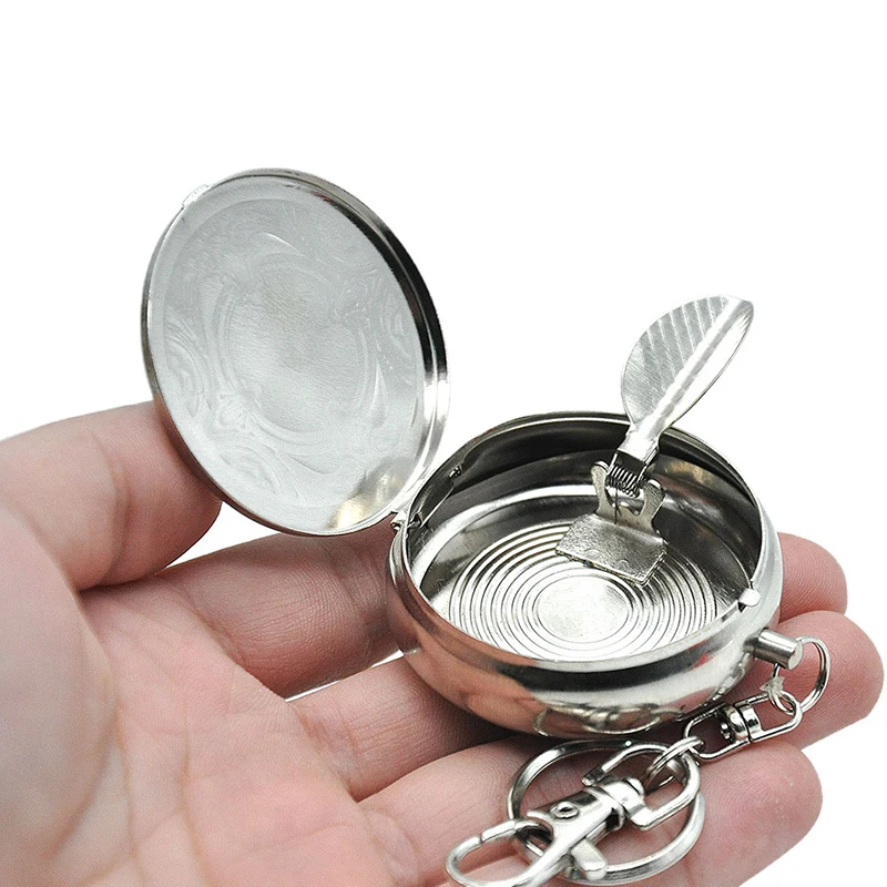 Stainless Steel Portable Mini Ashtray with Key Chain and Cigarette Pocket Ashtray/Vehicle Cigarette Ashtray