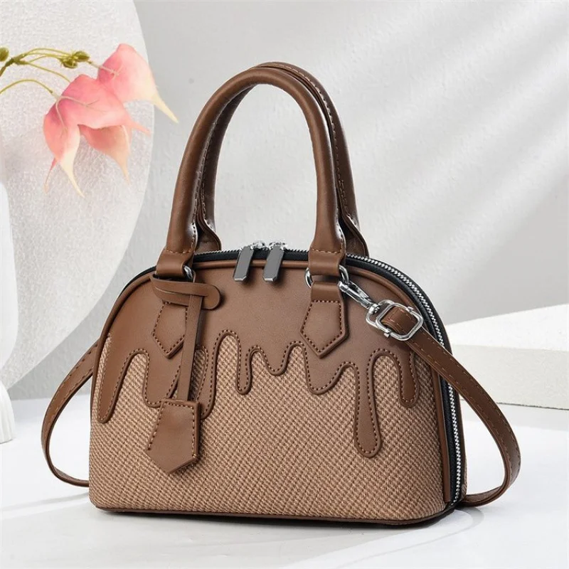 

Elegant Women Shoulder Bag Made From Genuine Leather Top Zip Closure Secure Carry