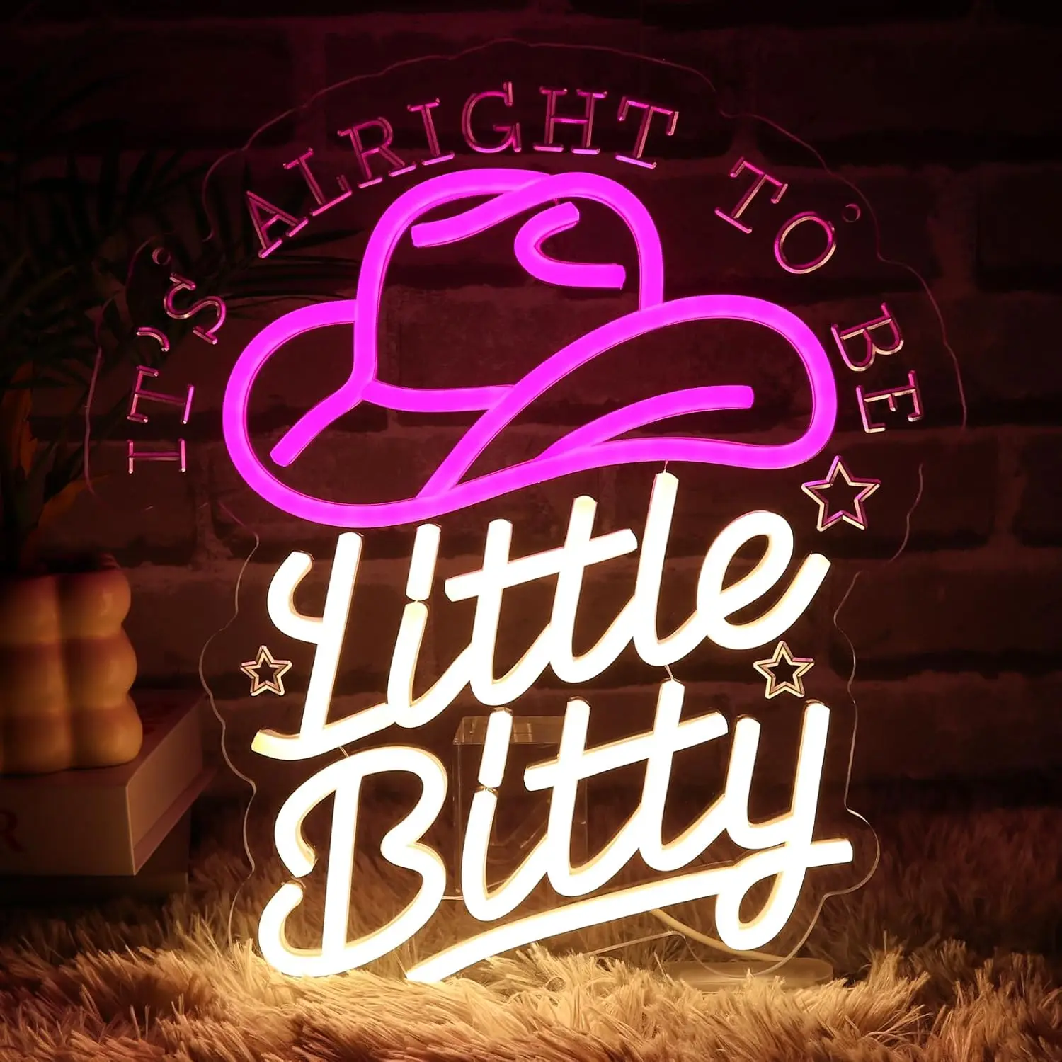 小さなネオンサイン「it's-alright-to-be-little-bitty」usb調光式ledネオンライト、西洋風農家風保育園、ベビーシャワーパーティーの装飾に