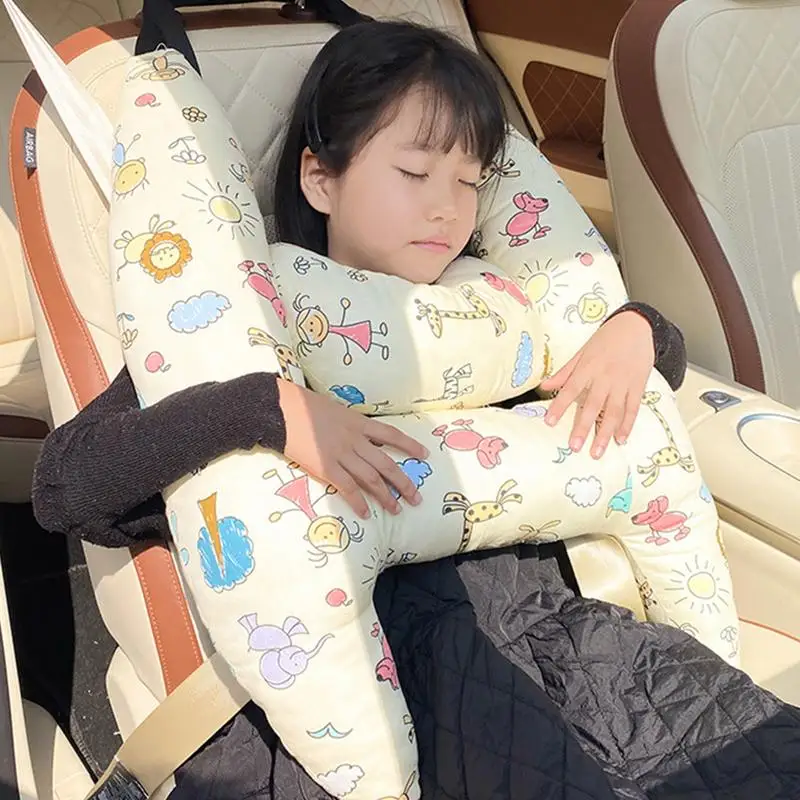 1 Set Cute Kid And Adult Car Sleeping Neck Head Support H-Shape Travel Pillow Cushion Car Seat Safety Neck Pillow Child Women