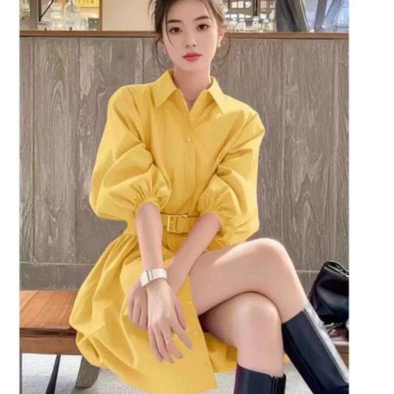 

This Irregularly Designed Laid-back Yellow Patchwork Dress Spring Hit It Exudes Sense of High-end Style Fashionable Individual