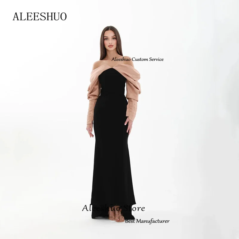 Aleeshuo-vestidos de fiesta de sirena modernos, sexys, con hombros descubiertos, vestidos de fiesta de noche, Vintage, mangas largas, hasta el suelo, personalizados