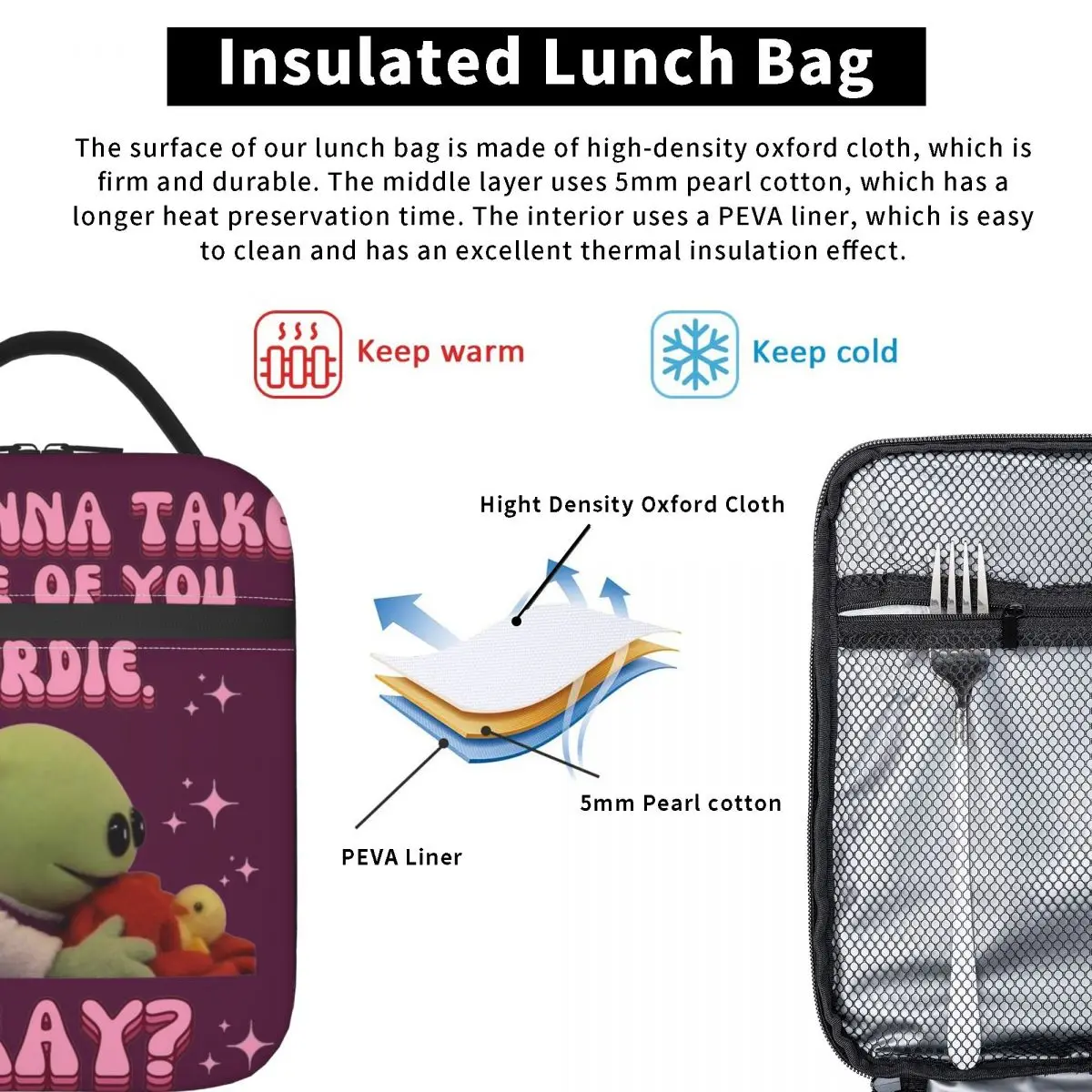 Ik Ga Voor Je Zorgen Birdie Nanalan Geïsoleerde Lunchzakken Koeltas Maaltijdcontainer Tote Lunchbox Voedselopbergzakken Werken