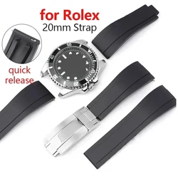 20mm Silicone Watchband for Rolex for Oyster Wristband for Daytona Submariner GMT TPU Rubber Bracelet Black for Water Ghost Band