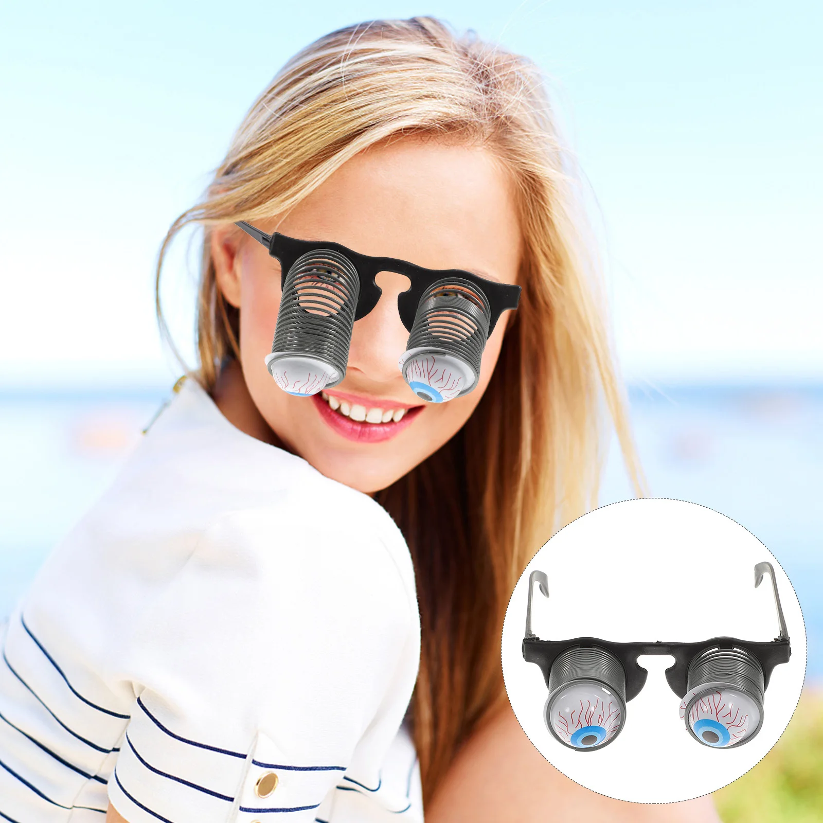 Gafas que caen con forma de globo ocular, estilo de terror, accesorio de ojos grandes activado por primavera para adultos y niños, juego de vestir de Halloween