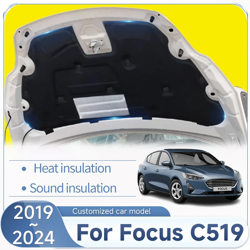 

Car Sound Insulation Mat For Ford Focus C519 SA ST Accessories 2019~2024 Front Hood Engine Sound Cotton Covers Accessories Tools