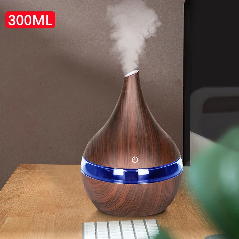 300ML Air Humidifier with 7 Colors Light, Ultra-Quiet Mist Oil Diffuser for Home Office Desktop - USB Charging Humidificadores