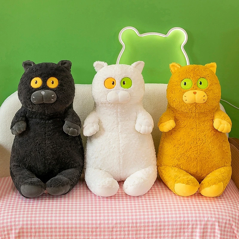

2025 New Wide Eyed Cat Plush Toy Soft Stuffed Doll Huggable Sleeping Pillow Girlfriend Gift