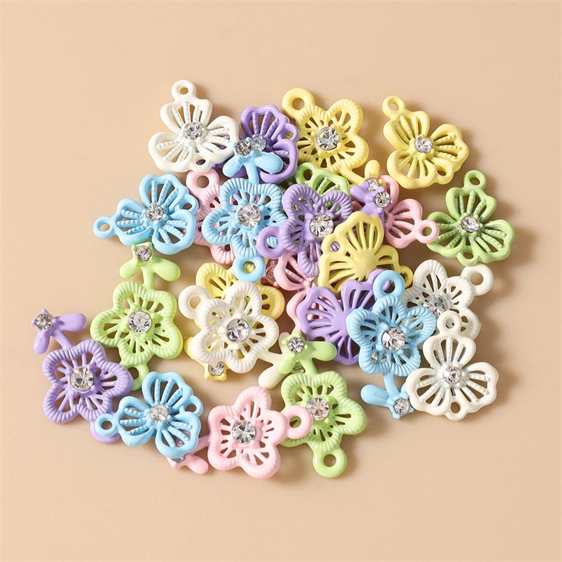 5 Stück niedliche, bunte Metallblumen-Anhänger für die Schmuckherstellung, Ohrringe, Halsketten, Armbänder, DIY-Handarbeitszubehör – Detail 5