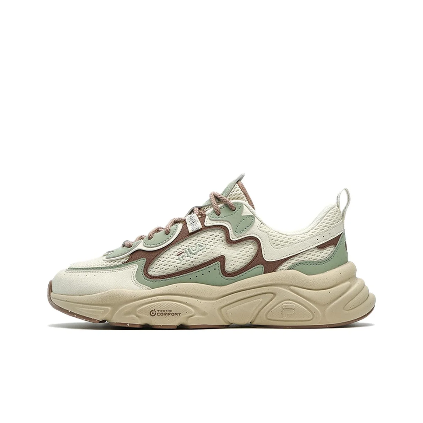 FILA MARS 1S+ LE Textile, Synthetic Leather, TPU Low top Casual Shoes Women's Beige White Green F12W332123FAS