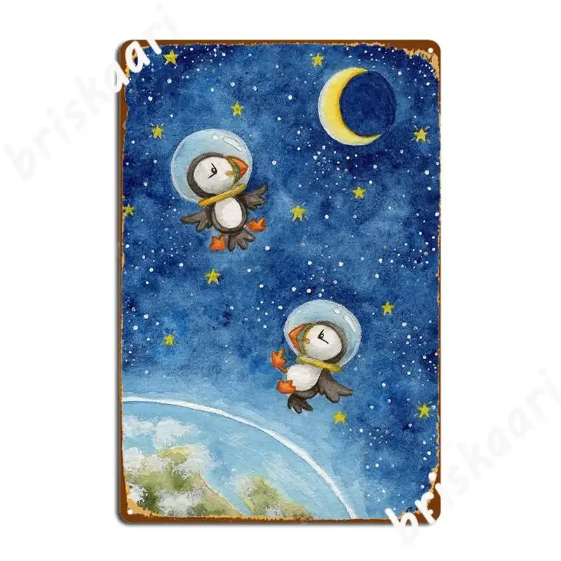 Space Puffins Poster Metal Plaque Club Party Home Wall Decor Decoration Tin Sign Poster