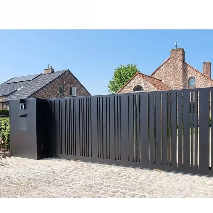 Modern Residential Aluminum Sliding Gate Retractable Electric Metal Fence Door Durable Outdoor House Courtyard Security Gate