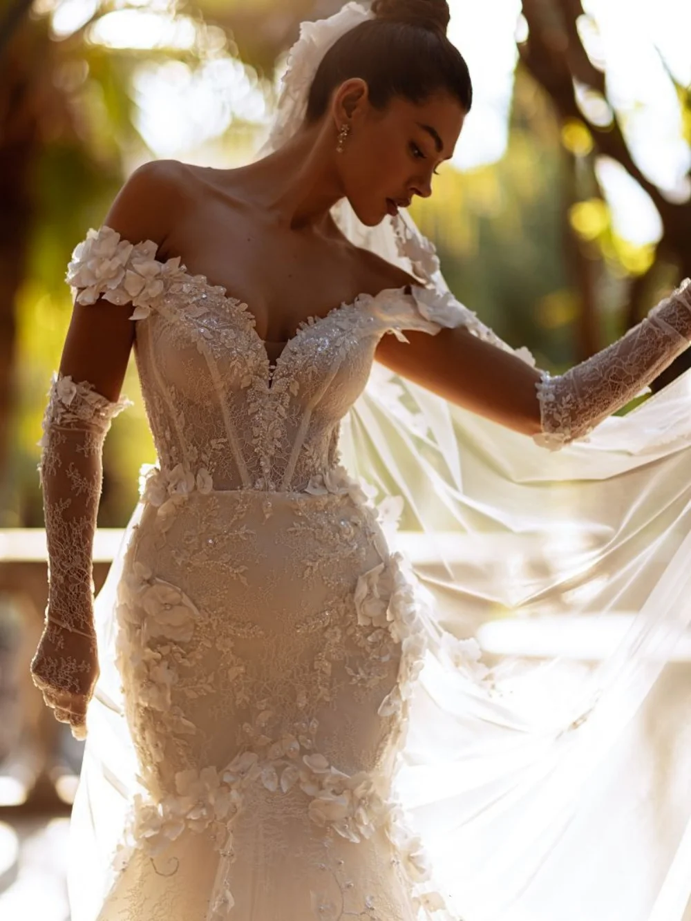New Arrival 3D Floral Beaded Wedding Dress Off Shoulder Mermaid Long Bridal Gown 2026 Customized Charming Dresses For Bride