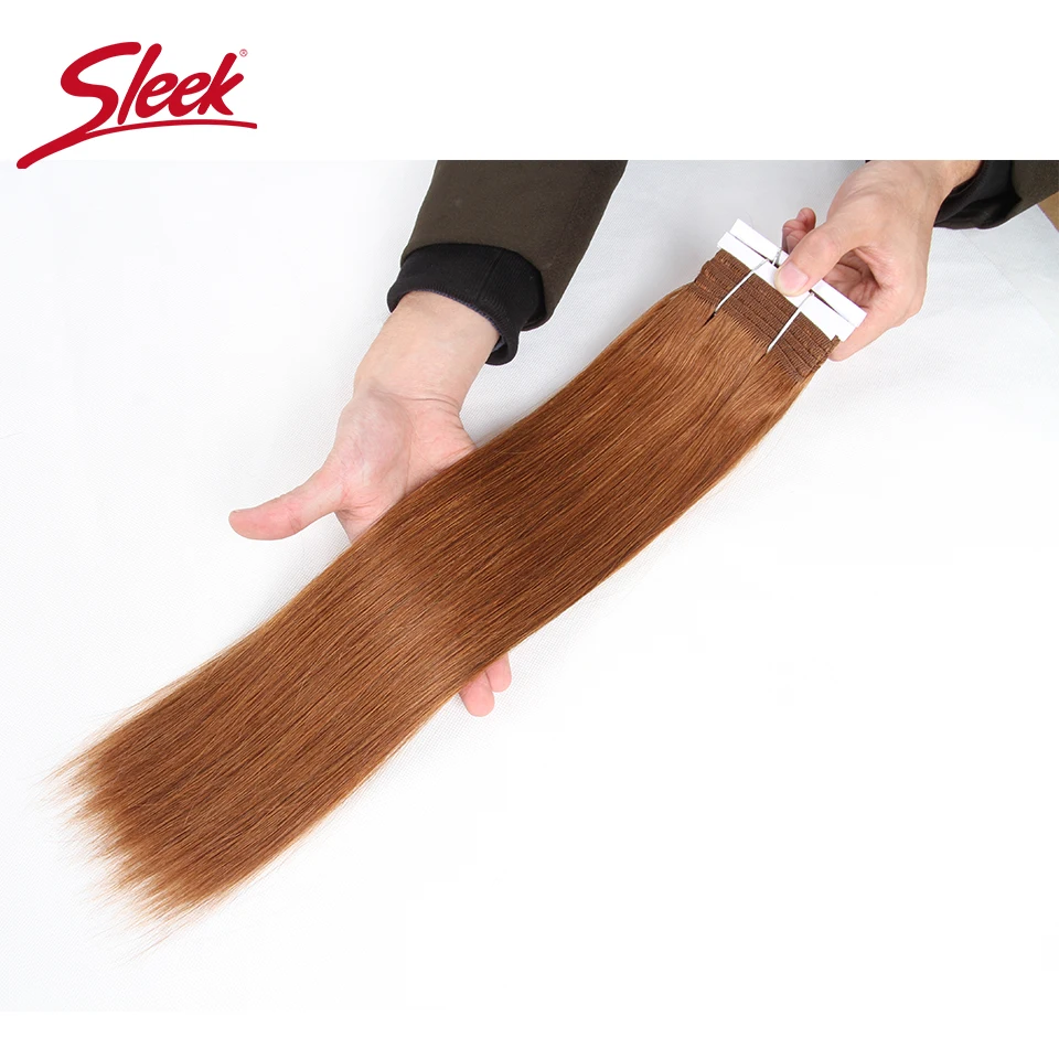 Sleek Silky Weave Straight Double Drawn Blond 30# 4# Brazilian Straight Human Hair Bundles Nature Remy Black Dark 1B# Human Hair