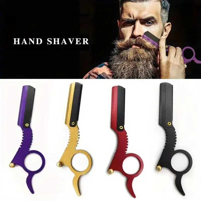 【Hot sales】New Old Fashioned Razor Manual Shaver Mini Thumb Shaver Men's Face Shaver Holder Eyebrow Shaver