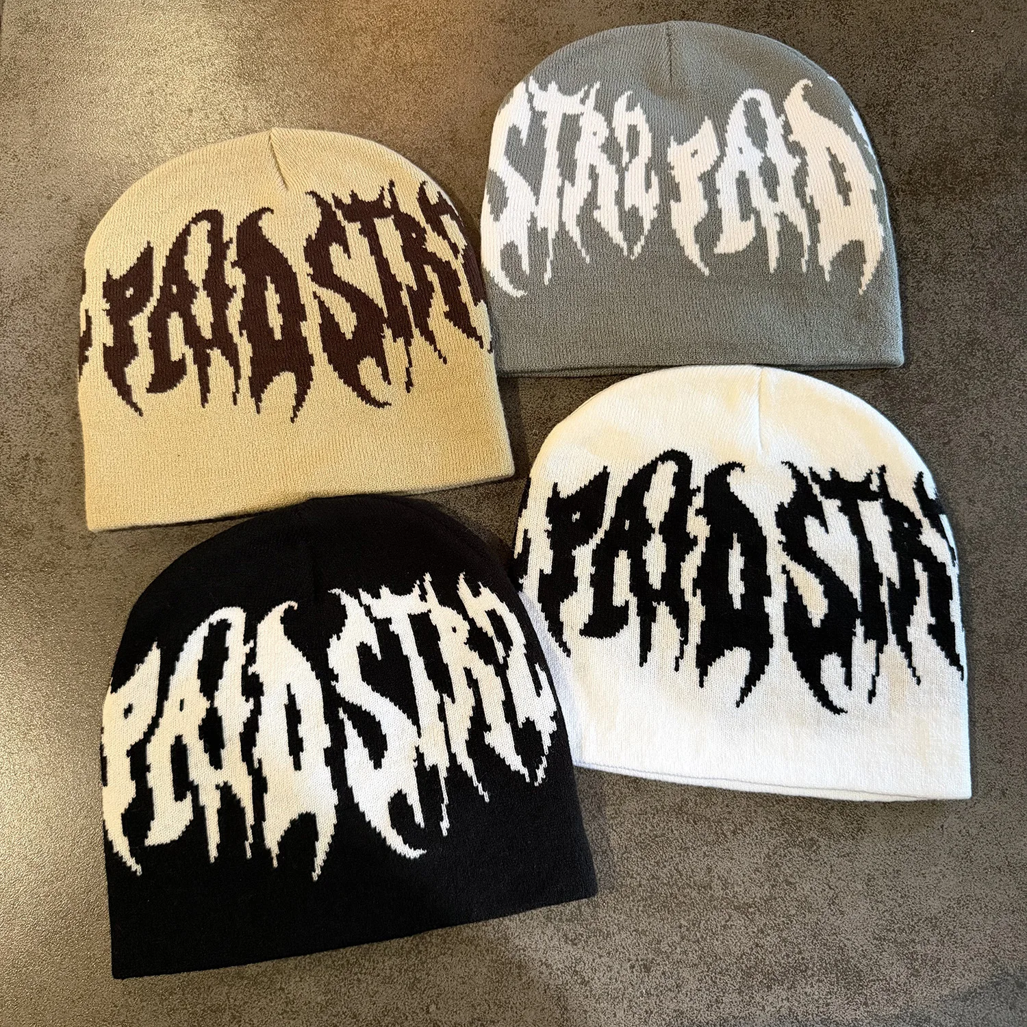 New Double-sided Letter Knitted Hat for Men and Women in Autumn and Winter, Warm Skateboard Cold Hat, Jacquard Pullover Hat