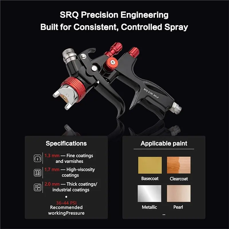 [NEWA76K!】 HVLP Air Spray Gun Kit Including Air Regulator& Separator For Automotive Painting With 1.3/1.7/2.0 Mm Nozzles