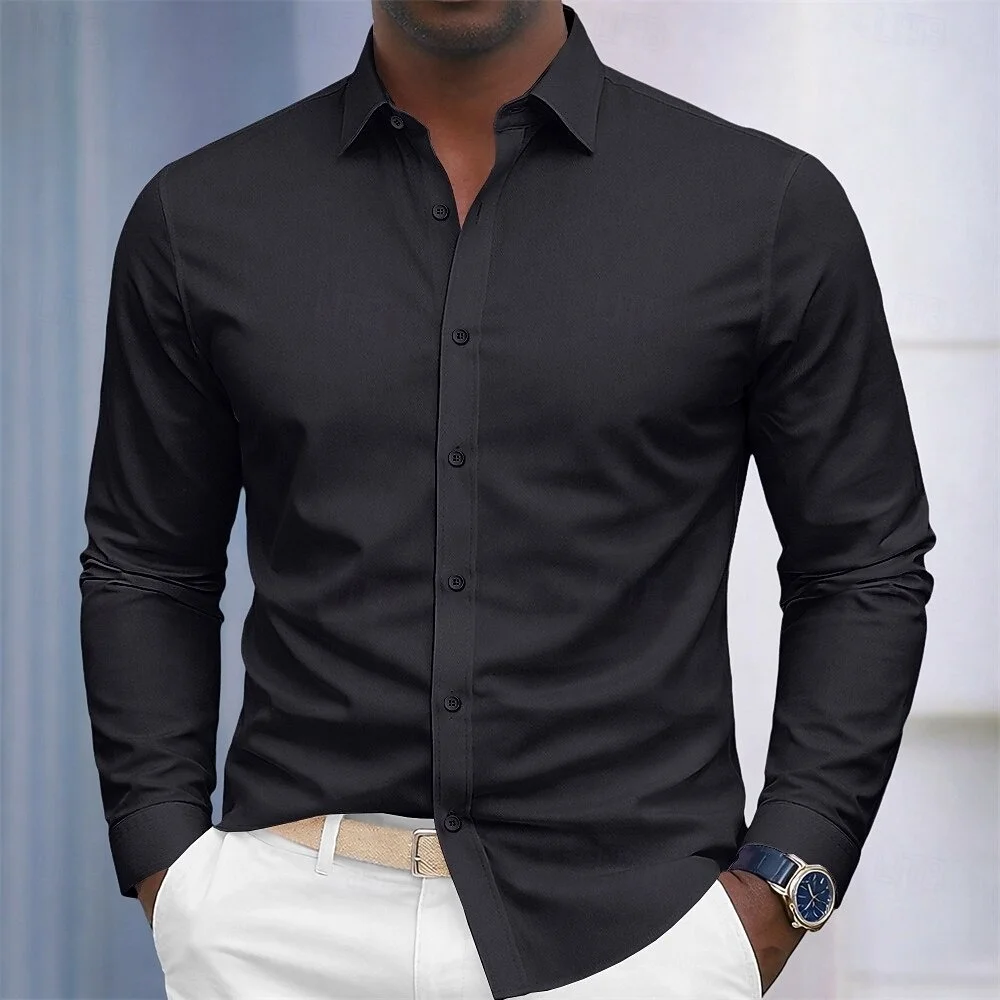 

Man Shirts Formal Shirts Solid Color Daily Business Button down Long Sleeve Shirt Fashion Comfortable High-End Men's Clothing