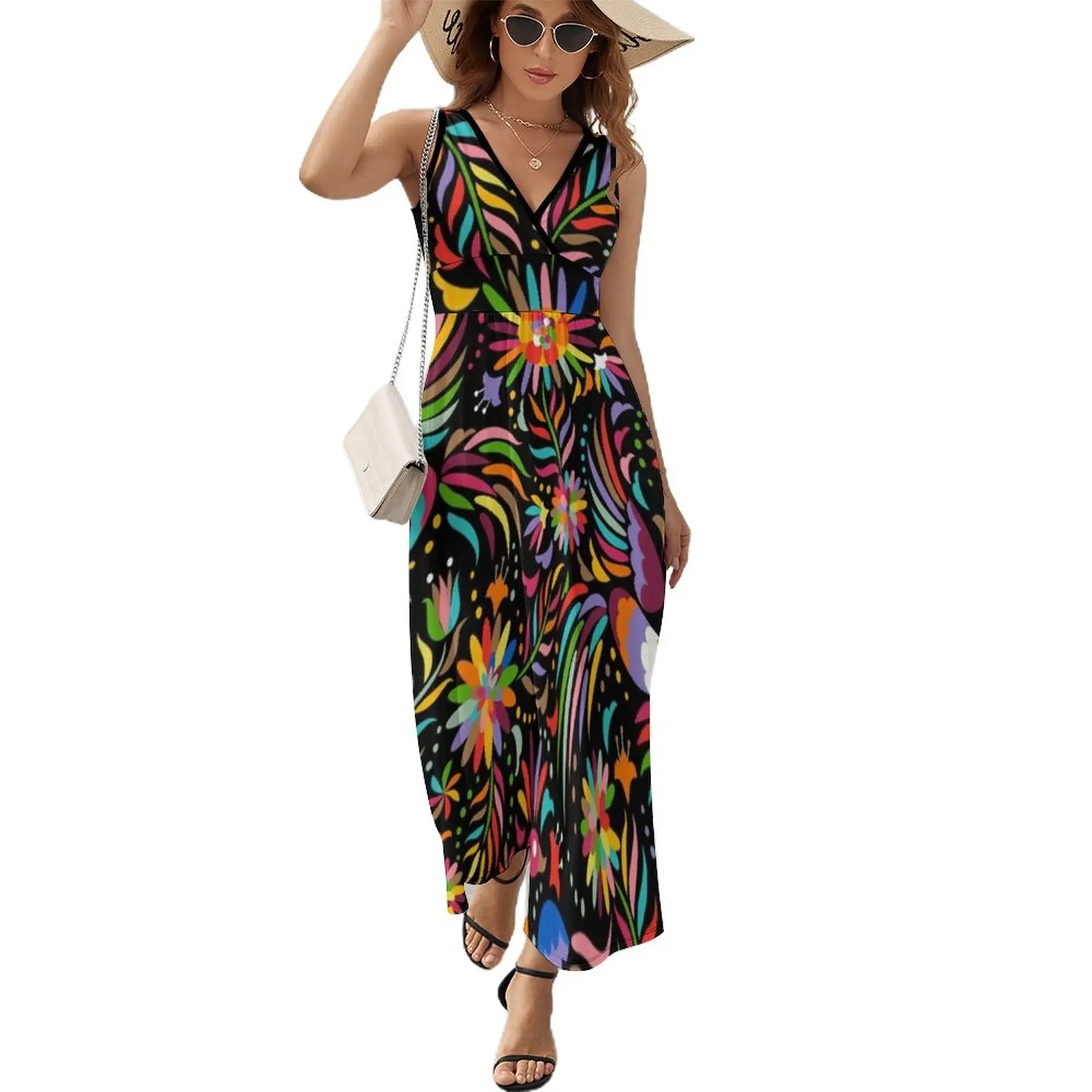 Traditional Mexican Colorful Sleeveless Dress party dress women elegant luxury women's evening dresses Female clothing