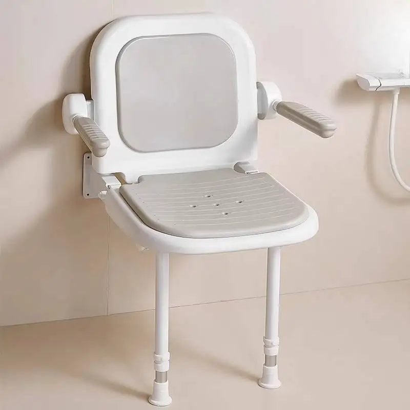 

Gray Unique Shower Stool Waterproof Japanese Adult Ergonomic Shower Chair Foldable Design Sillas Plegables Silla Para Ducha Home