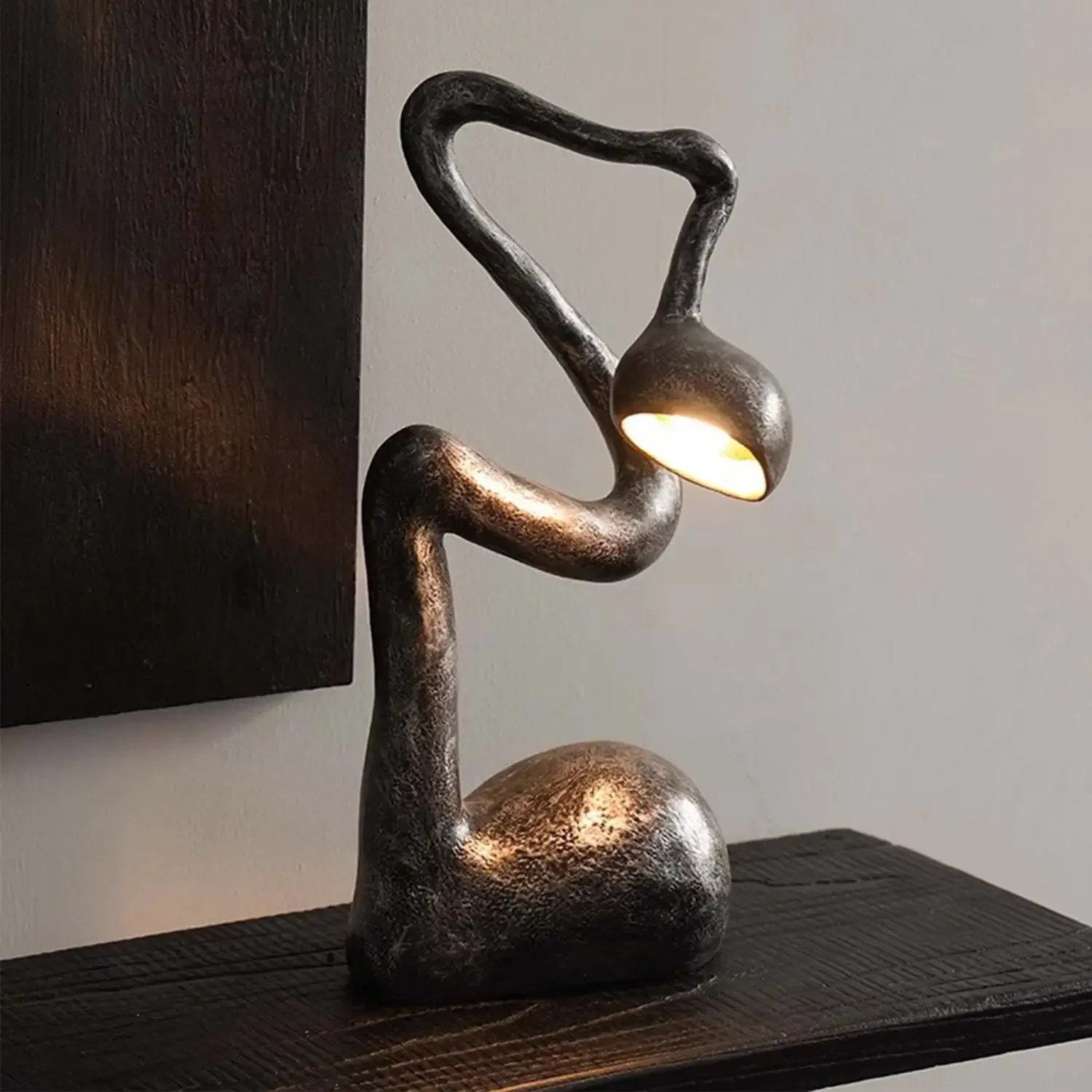 Ancient table lamps in the living room, Fauvism sculpture art wabi-sabi ambient lamps, retro homestay