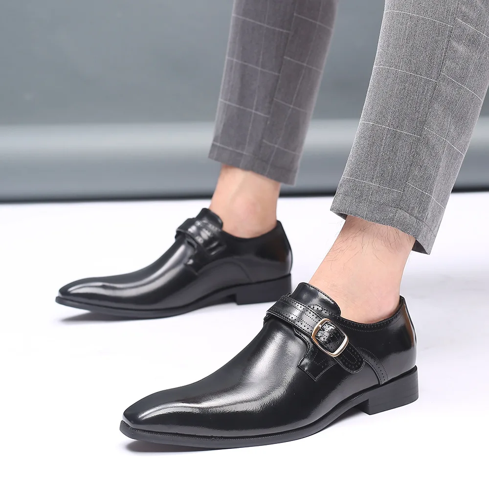 

Men's leather shoes for business and casual wear, dress shoes with square toe, large size, formal dress shoes