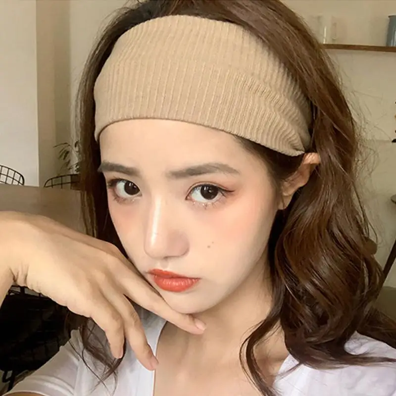 1 Stück Vielseitige Haarspangen für Frauen, Koreanisches Breites Elastisches Haarband zum Waschen und Schminken, Frühlings-Sport-Strick-Stirnbänder – Detail 3