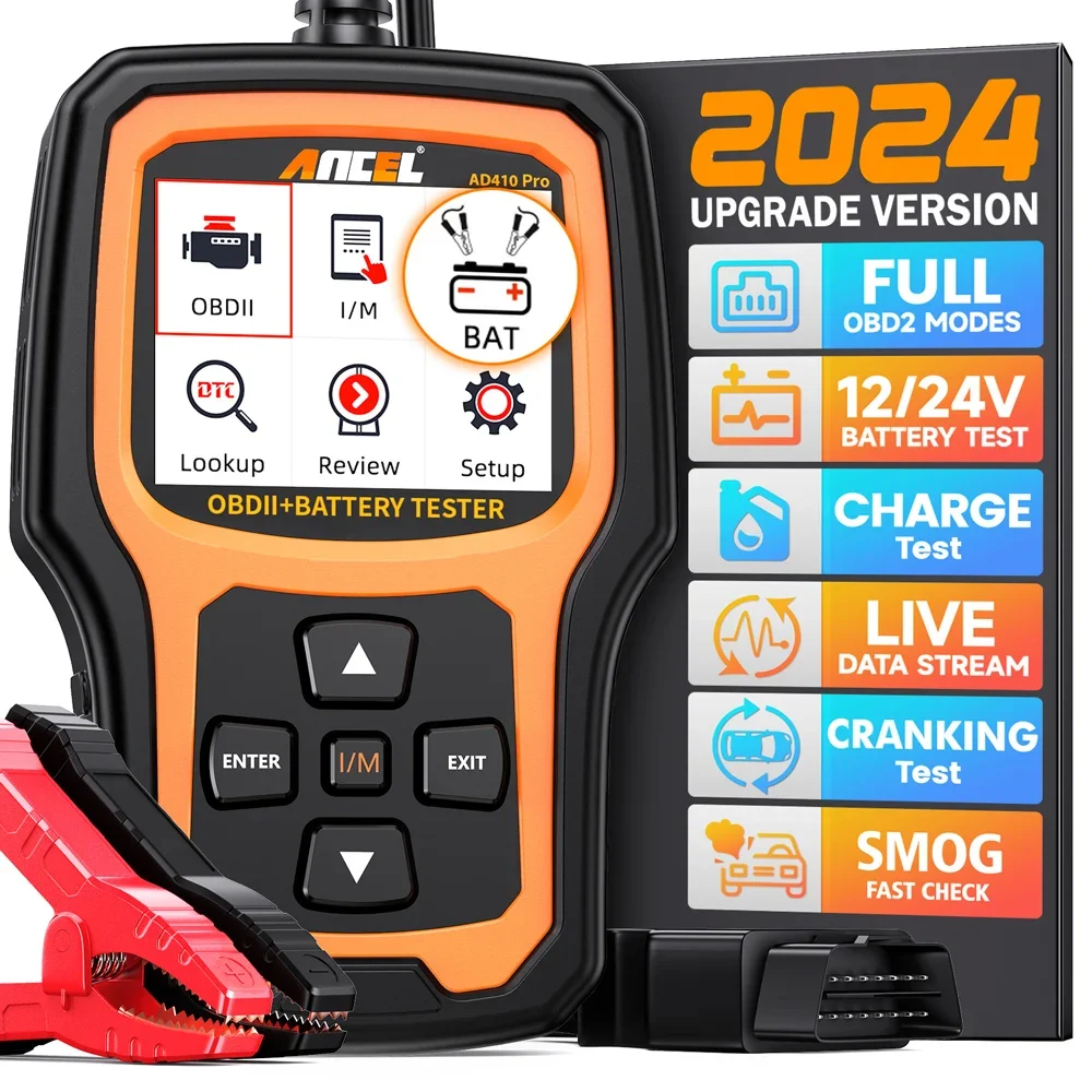 ANCEL AD410 PRO Code Reader + Battery Test Check Engine With Full OBD2 Function Car Diagnostic Tools