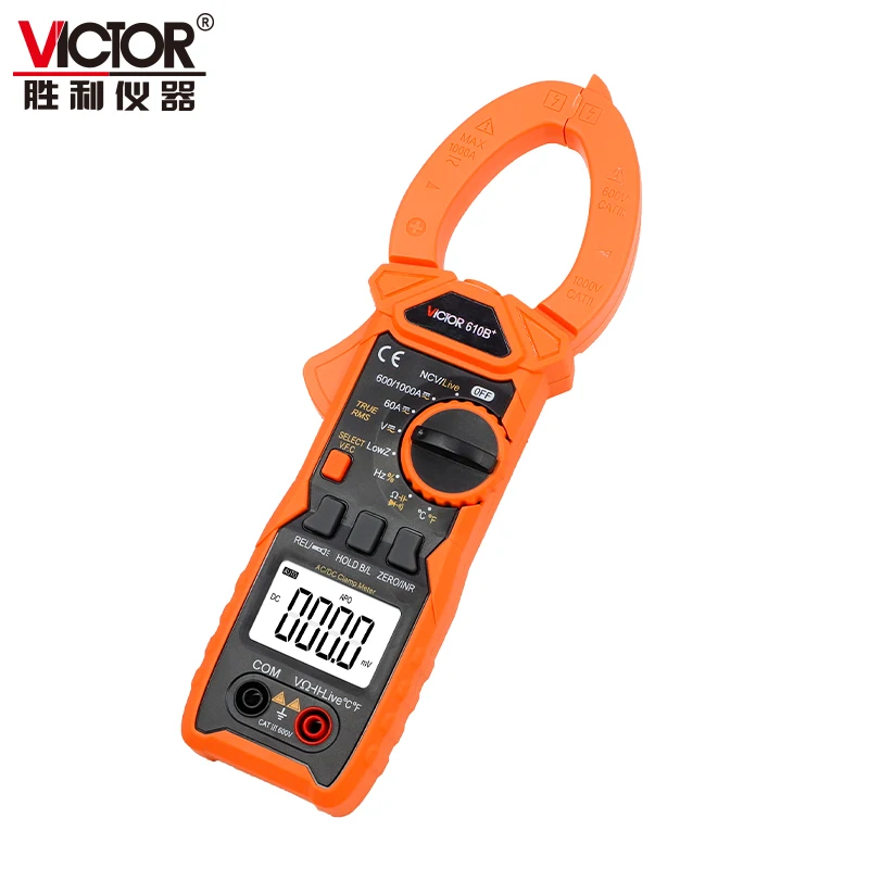 VICTOR 610B+ 1000V 1000A Digital Clamp Meter 5999 Counts VFC True RMS NCV Live Flashlight Clamp Multimeter