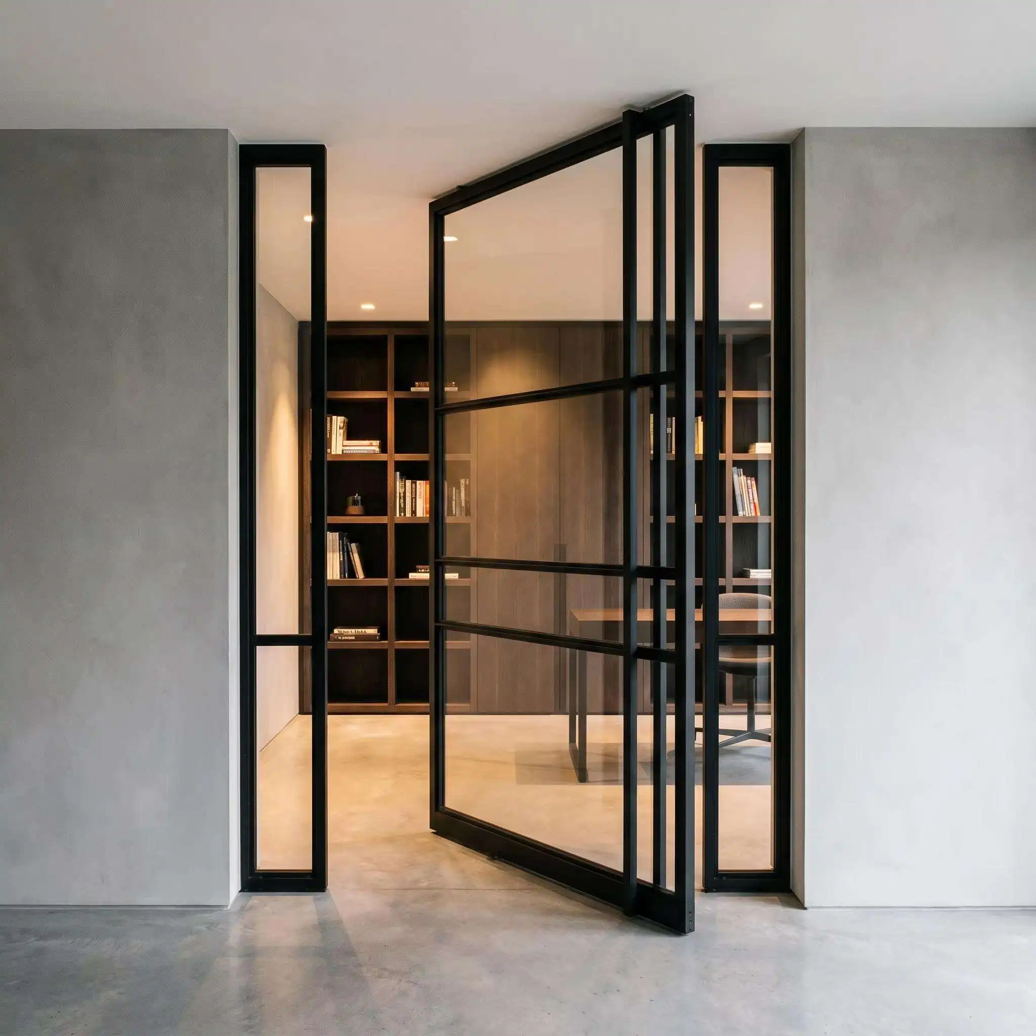 Household French Style Pivot Door Anti Rust Treatment Aluminum Frame Glass Revolving Door Noise Reduction Study Room Glass Door