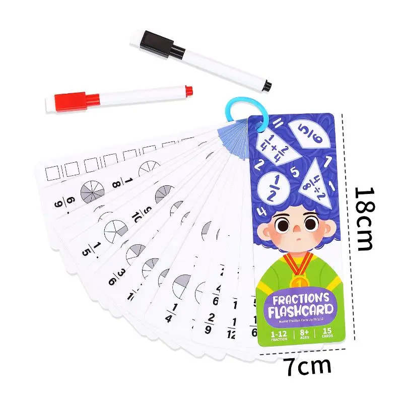1 ensemble enfants Addition soustraction Multiplication Division mathématiques jouet éducatif Fraction apprentissage cartes Flash pour l'école primaire