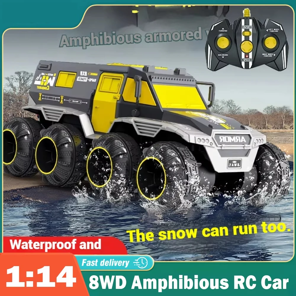 

Радиоуправляемая машина-амфибия 8WD, 2,4G, 8-колесный привод, грузовик с дистанционным управлением, восхождение по бездорожью, водонепроницаемые бронетехники, игрушки для мальчиков, подарки