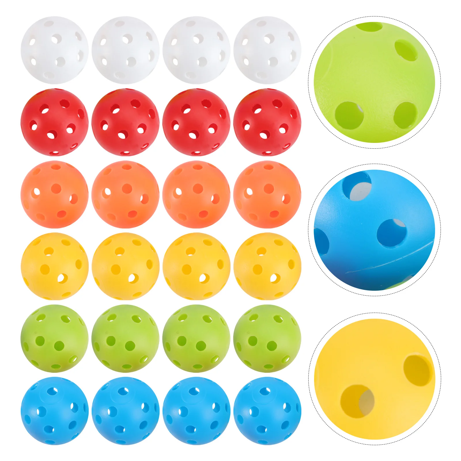 24 Pcs Mixed Color Golf Balls Toy Practice with Holes Hollow Perforated Training Durable