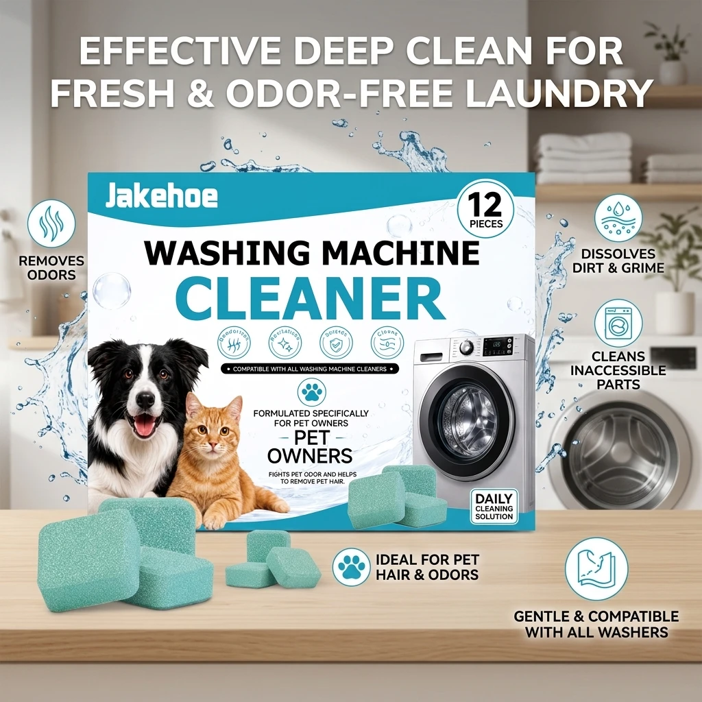 Washing Machine Cleaning Tablets Removing Mold Stains & Pet Hair Eliminating Odors Prevent Bacterial Growth Washer Tank Cleanser