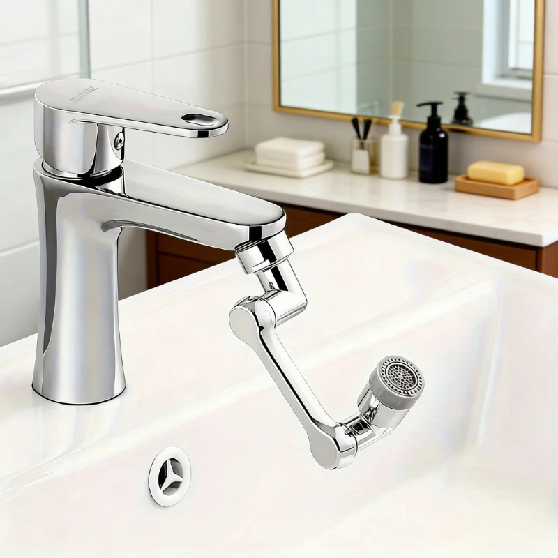 

No-Splash Faucet Extender, 1080-Degree Swivel Spout with Adjustable Arm for Kids & Mouthwash - Bathroom Sink Tap Accessory