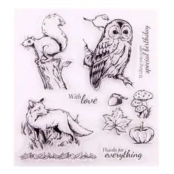 owl squirrel Fox Clear Stamps for Card Making Photo Album Decor Transparent Silicone Rubber Stamps Seal for DIY Scrapbooking