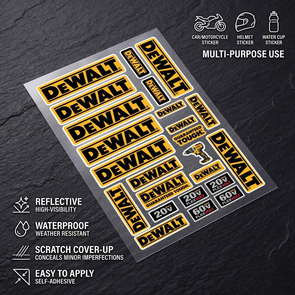 FOR DEWALT Long Lasting Waterproof Reflective Sticker Scratch Conceal Fit Motorcycle Car Helmet Fridge Decals