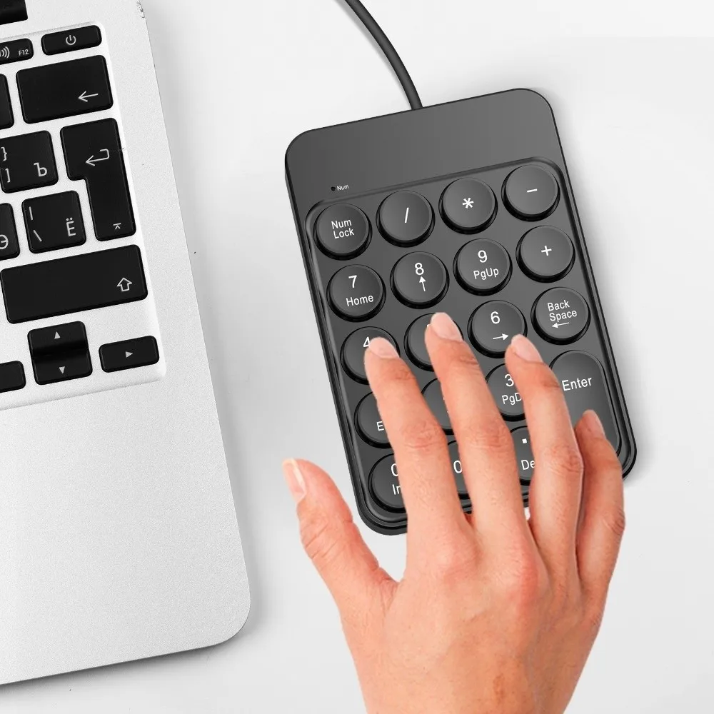 Portable 19 Keys Wired Number Keypad Slim Multifunctional USB Numeric Keypad Mini Number Pad Keyboard For Laptop PC Desktop