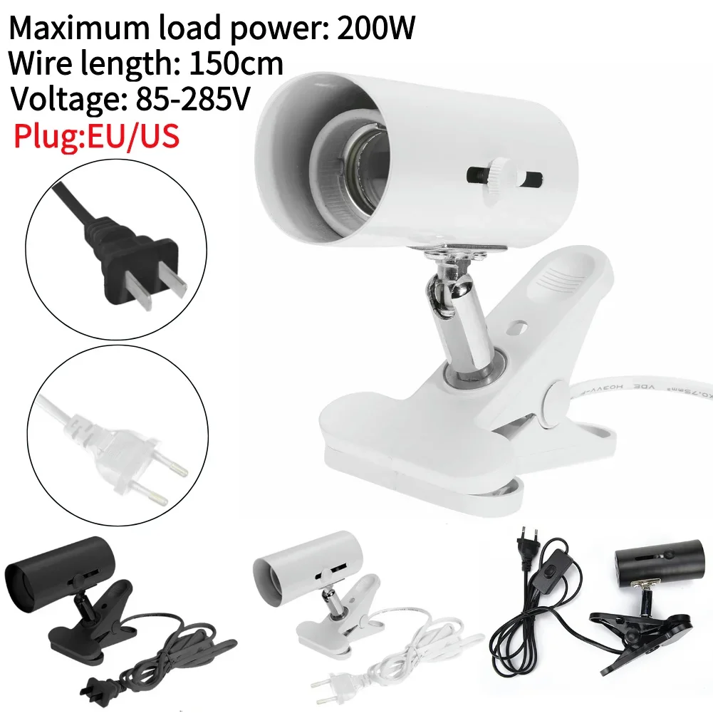 

E27 Pet Light Holder Heating UVA+UVB Clip-on Bulb with Cover Reptile Lamp Set EU/US Plug 360 Degree Flexible Desk Lamp Holder