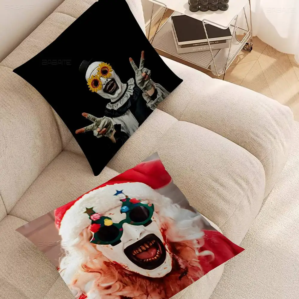 Horror Movie T-Terrifier Cushion Cover Car Throw Pillow Case For Sofa Car Christmas Gift 40x40cm 45x45cm