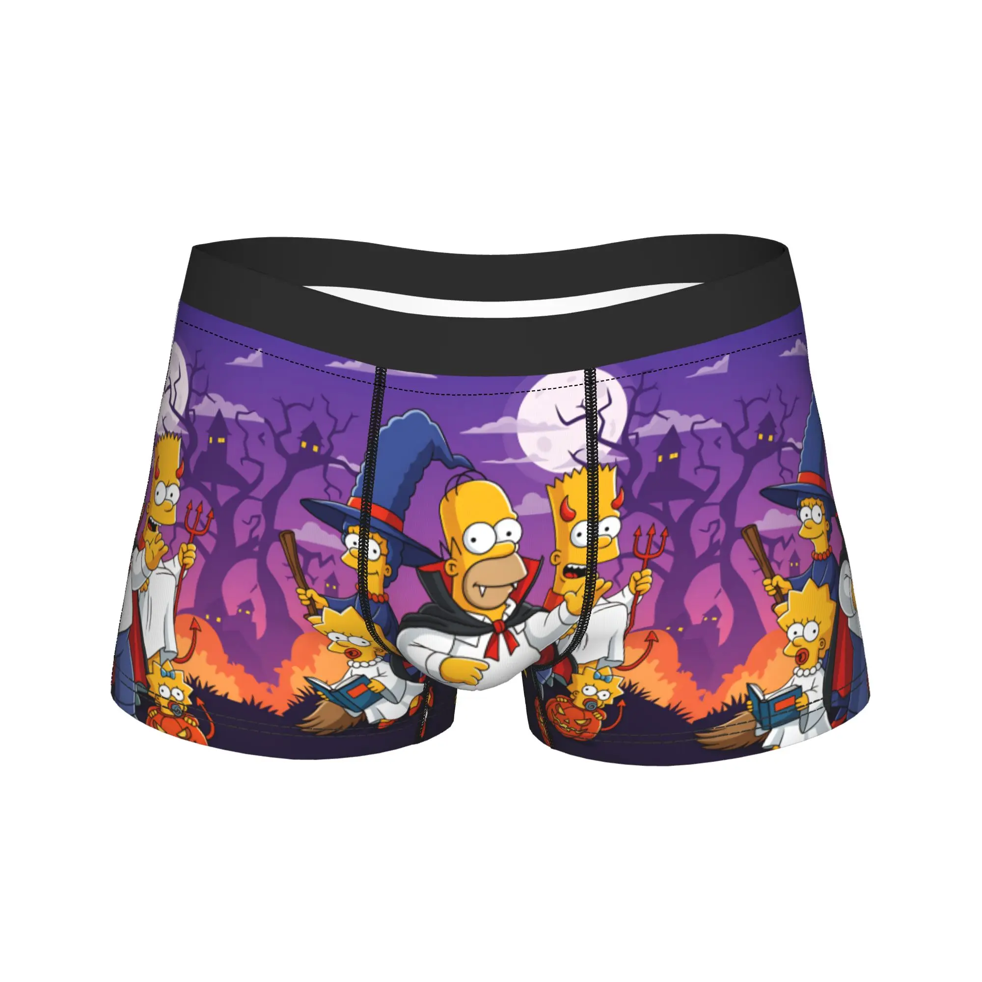Funny S-Simpsons Happy Hauntings Family Halloween Underwear Men's Panties Custom Sexy Soft Trunk High Quality Boxer Brief