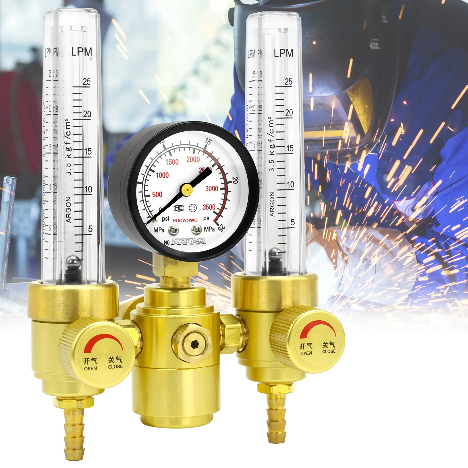 AR120S Double flow pressure reducing valve argon gas meter argon arc welding accessories pressure gauge