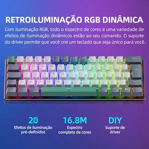 Machenike K500-B61-Mını Mekanik Klavye 60 % ABNT2 Düzeni, RGB Arka ışık, Çalışırken değiştirilebilir, NKRO Kablolu Oyun Klavyesi PC Gamer İçin Mekanik abnt2'nin 6 büyük satışı-no. 1