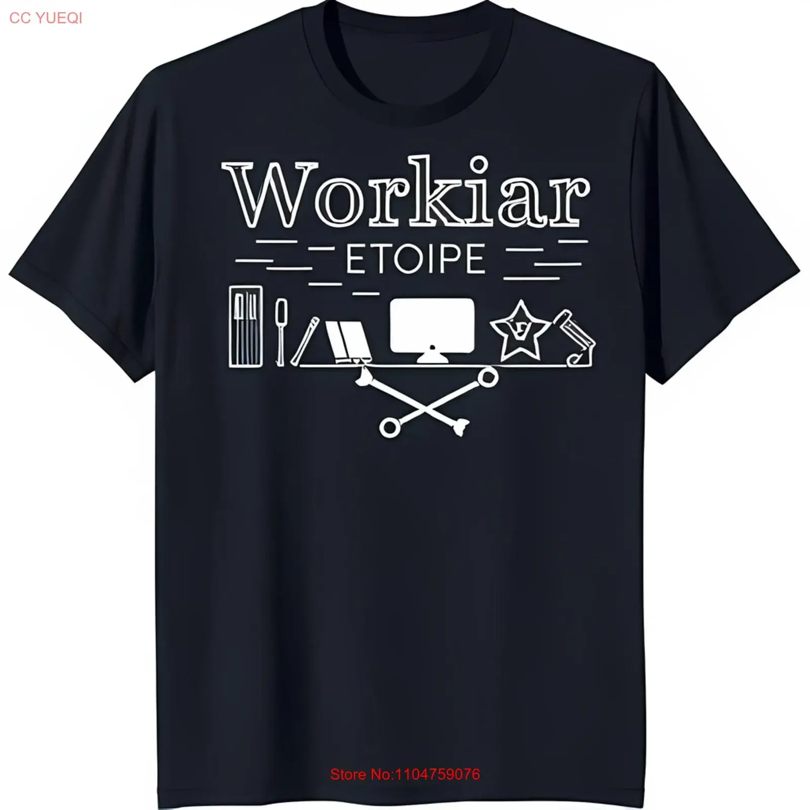 Camiseta Negra con Estampado 'Workiar' y 'ETOIPE: La Elección Definitiva para el Streetwear Vintage con Estilo Urbano