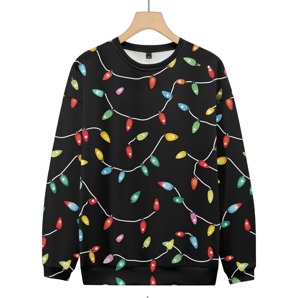 Men's and women's Crew Neck Sweater Soft Casual Sweaters For Men, Small colorful lights graffiti, Autumn/winter Pullover Sweater